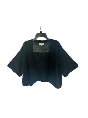Robbie Bee Shrug 18W Black Cropped Cardigan Short Sleeve New